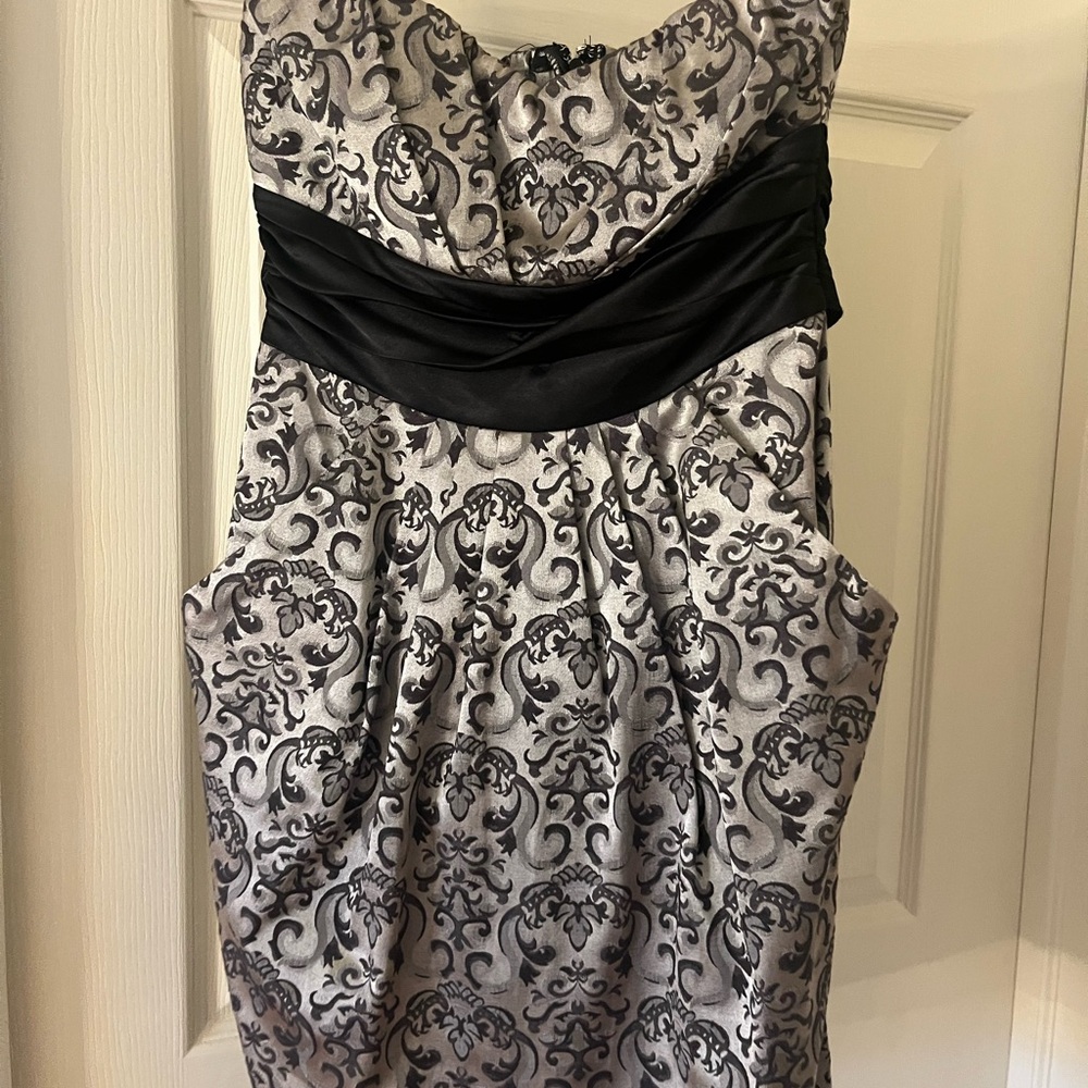 Juniors Black and Silver Brocade Dress
